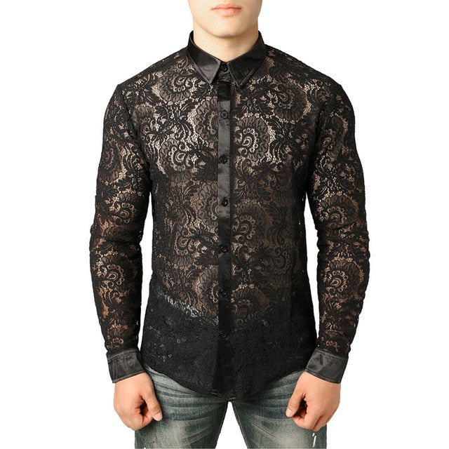 Floral See-Through Long-Sleeved Shirt