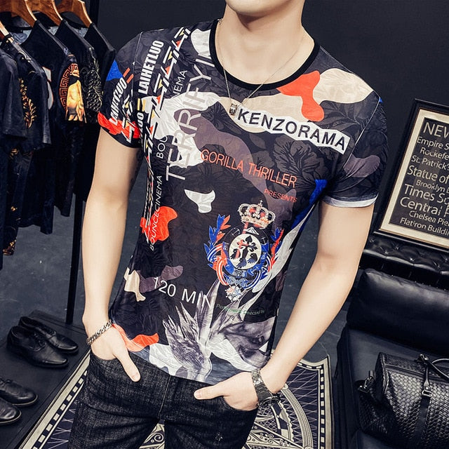 Labels Leaves Camouflage Printed T-Shirt