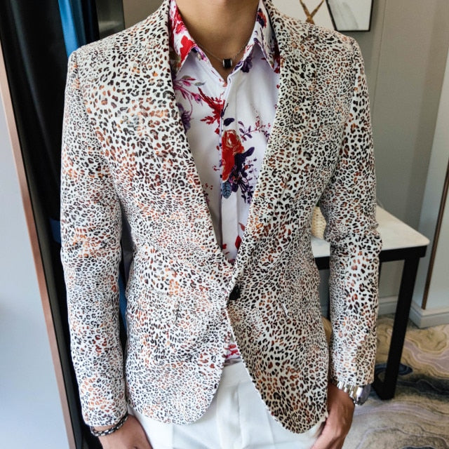 Blazer elegante con estampado de leopardo