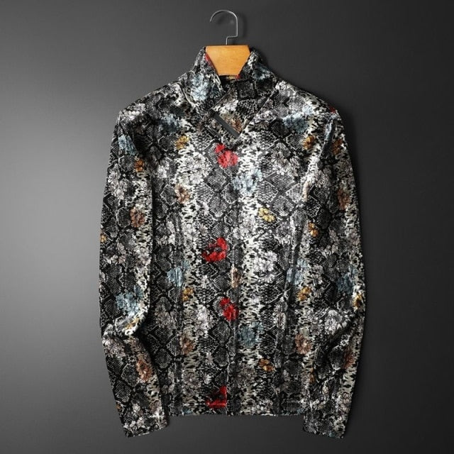 T-shirt à manches longues imprimé serpent à fleurs