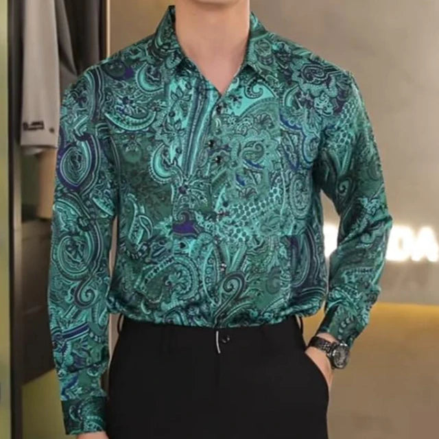 Vintage Green Cashew Flowers Shirt