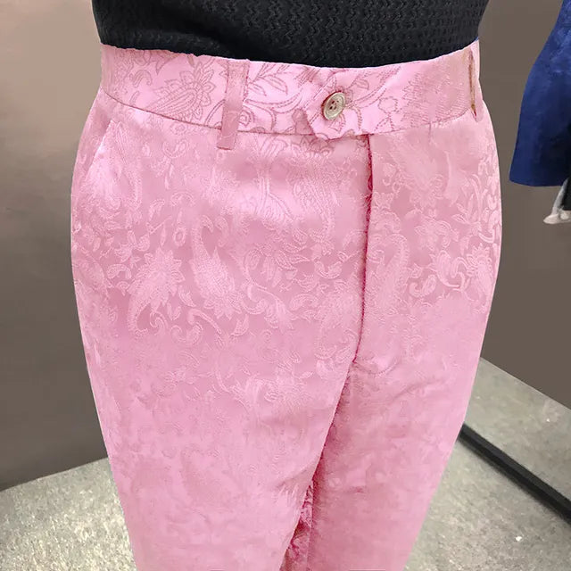 Jacquard Pattern Polyester Trousers