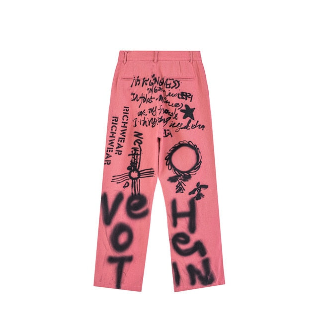 Letters Graffiti Streetwear Loose Jeans