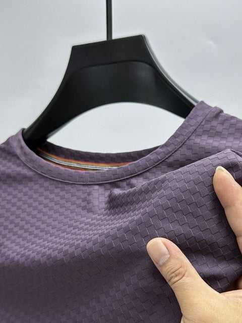 Checkered Waffle O-Neck T-Shirt