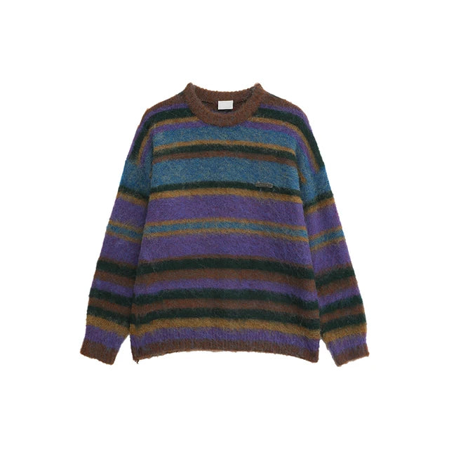 Colorful Stripes Round Neck Sweater