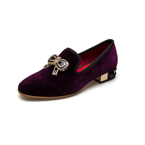 Black with Bow Chain Heels Casual Men Shoes