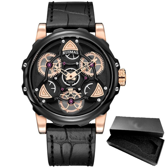 Creative Rotate Design in Leather Band Casual Men Watches