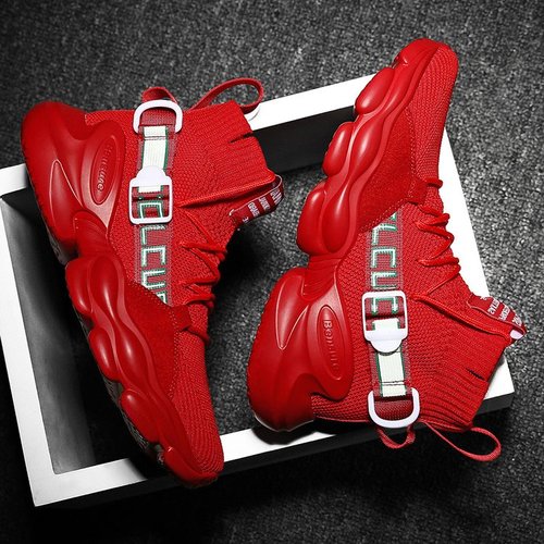 Chunky Mesh High Top avec sangle à boucle Casual Men Sneaker