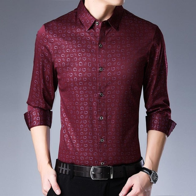 Dg Pattern Men Slim Fit Shirt