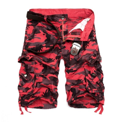 Camouflage Button Fly Cargo Shorts