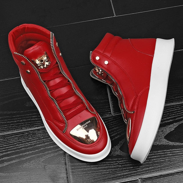 Cross Tied Zipper Decorated High Top Sneaker