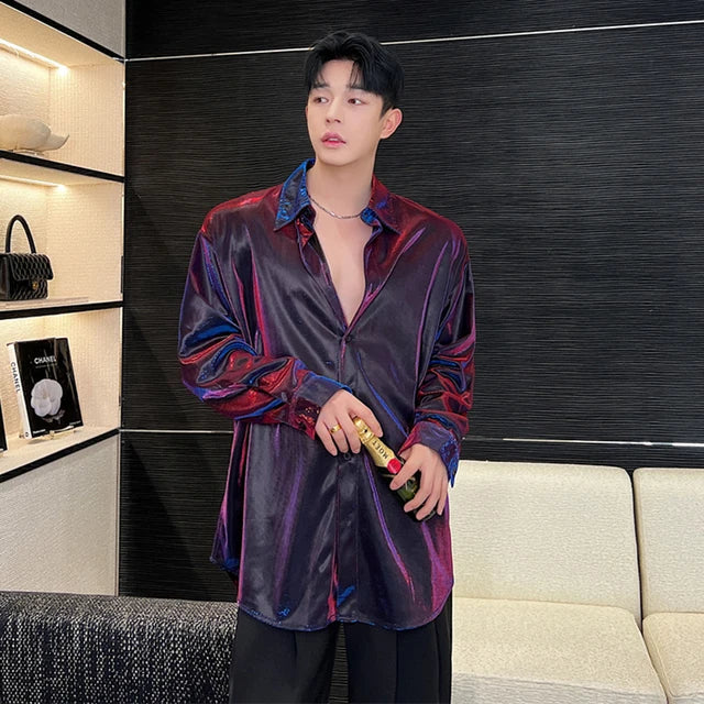 Fashion Casual Shiny Loose Shirt