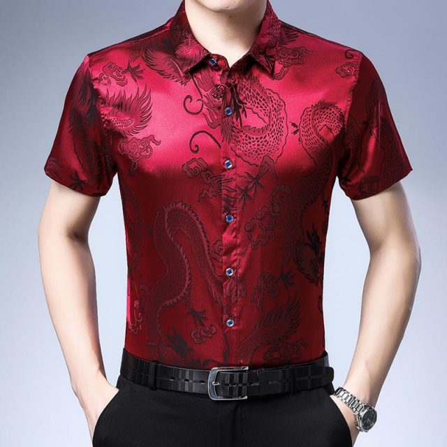 Invisible Dragon Printed Monocolor Short Sleeve Shirt