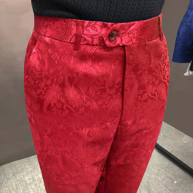 Jacquard Pattern Polyester Trousers