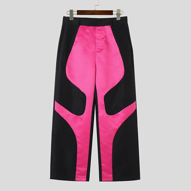 Patchwork Color Block Straight Pants