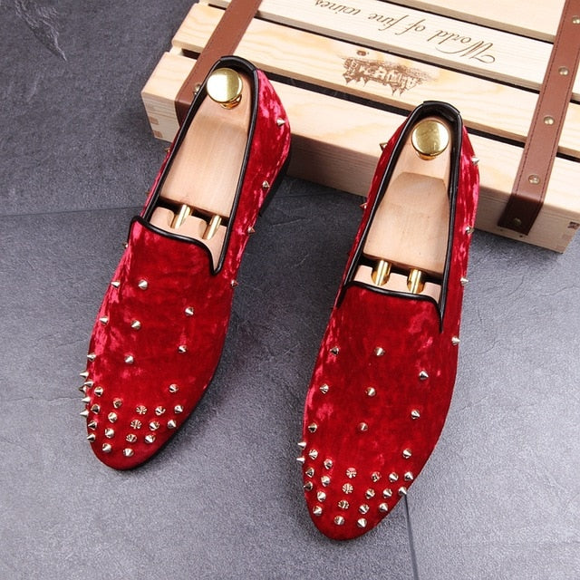 Flock Rivets Casual Men Loafers Shoes