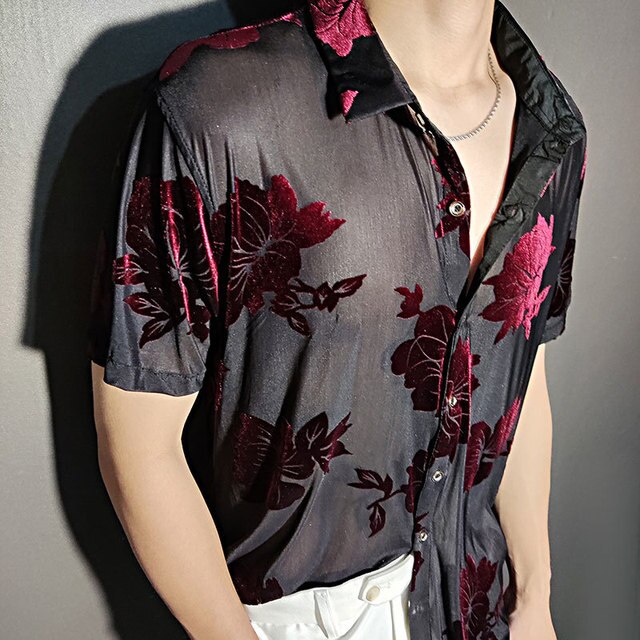 Velvet Flower See-Through Shirt