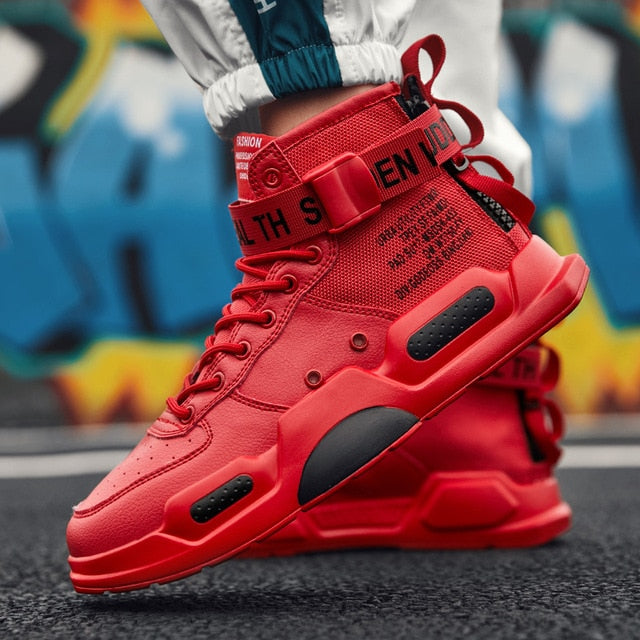 Baskets montantes décontractées à imprimé de lettres pour hommes