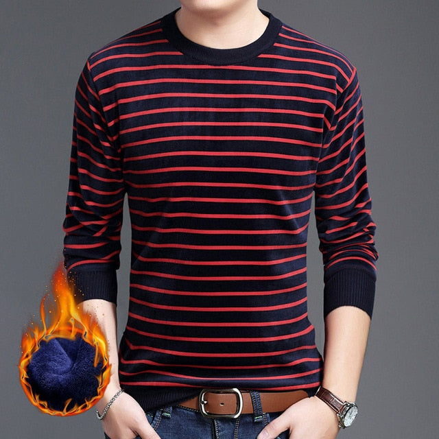 Horizontal Line Two-Tone Casual Knitted Sweater