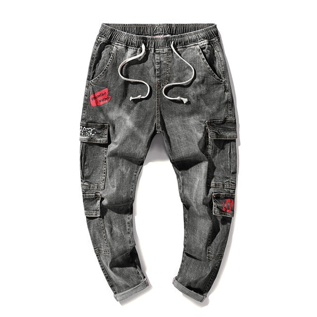 Pantalones cargo sueltos de mezclilla con múltiples bolsillos