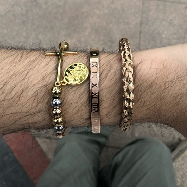 Bracelets à breloques en perles d'acier inoxydable