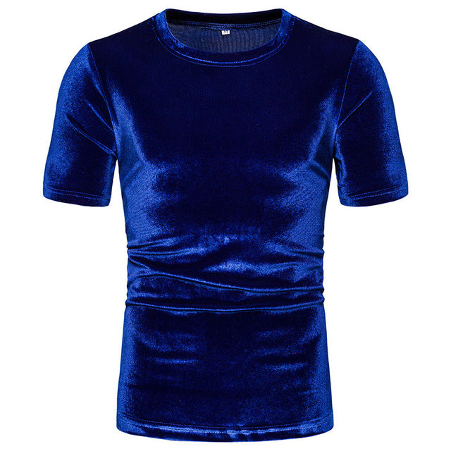 Velvet O-Neck Short Sleeve T-Shirt