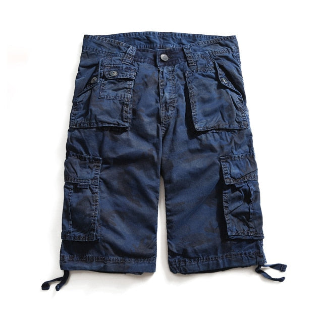 Pockets Decorated Camouflage Printing Cotton Shorts