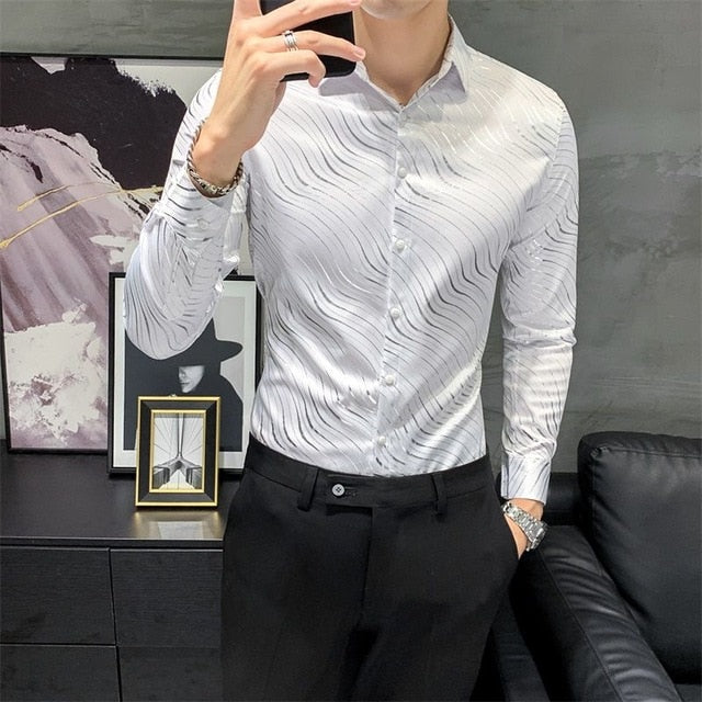 Chemise à manches longues imprimée brillante de style zèbre