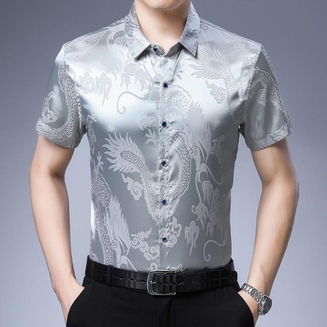 Invisible Dragon Printed Monocolor Short Sleeve Shirt