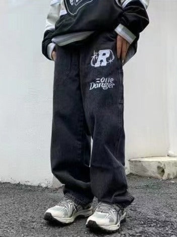 Hip Hop Star Letter Printed Men Jeans