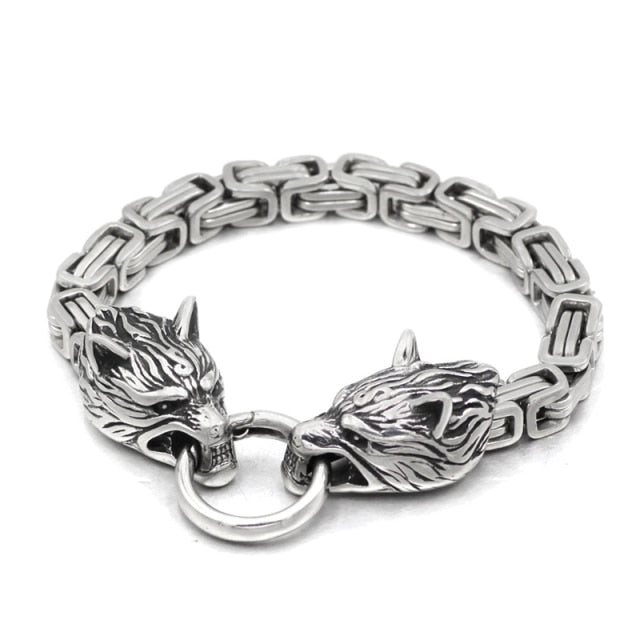 Norse Viking Wolf Head Decorated Bracelet