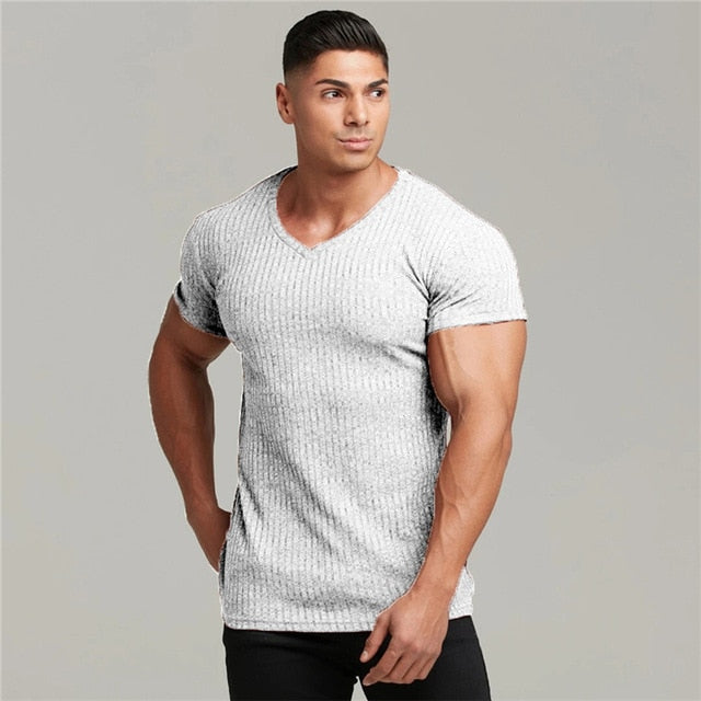 Sporty Two Style Collar Cotton T-Shirt