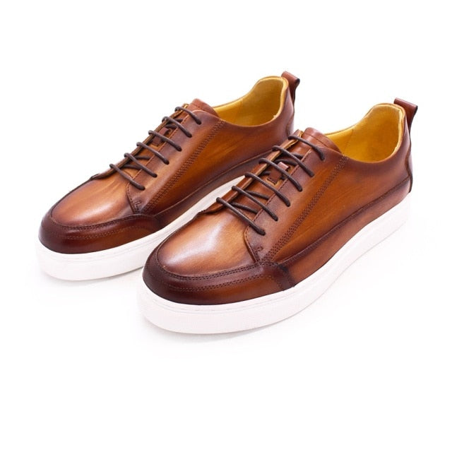 Casual Lace-Up Brown Leather Shoes
