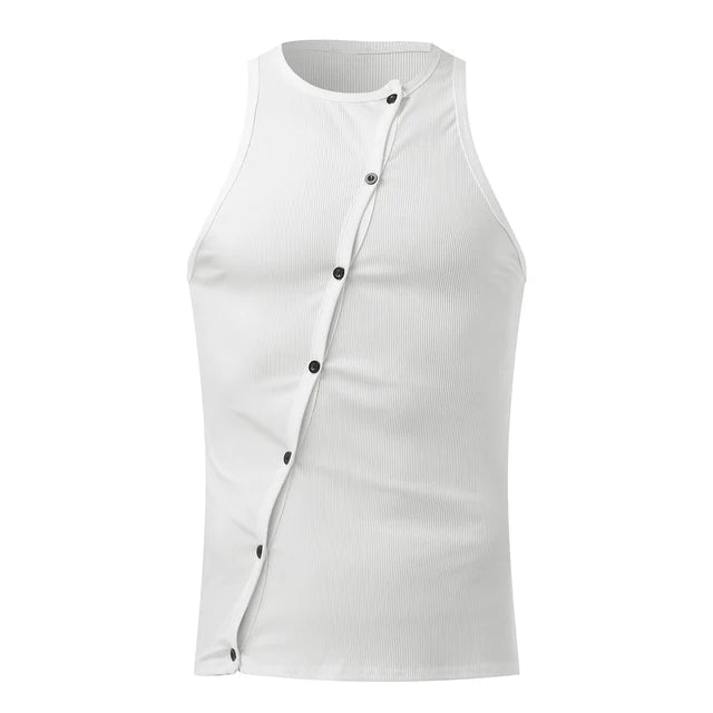 Irregular Button Down Solid Tank Top