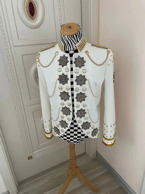 Chain Beads Rhinestone Performance Jacket