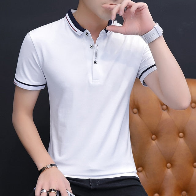 Casual Solid Cotton Polo Shirt