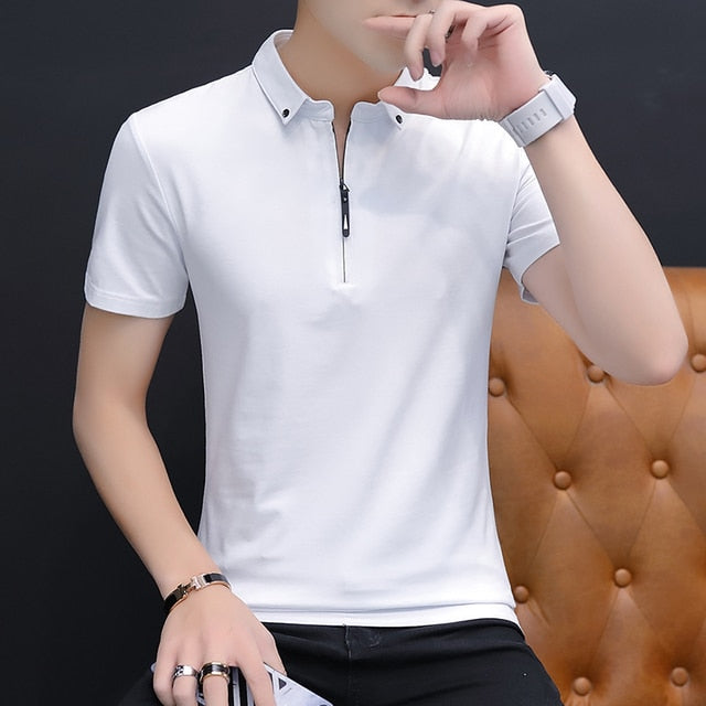 Casual Solid Cotton Polo Shirt