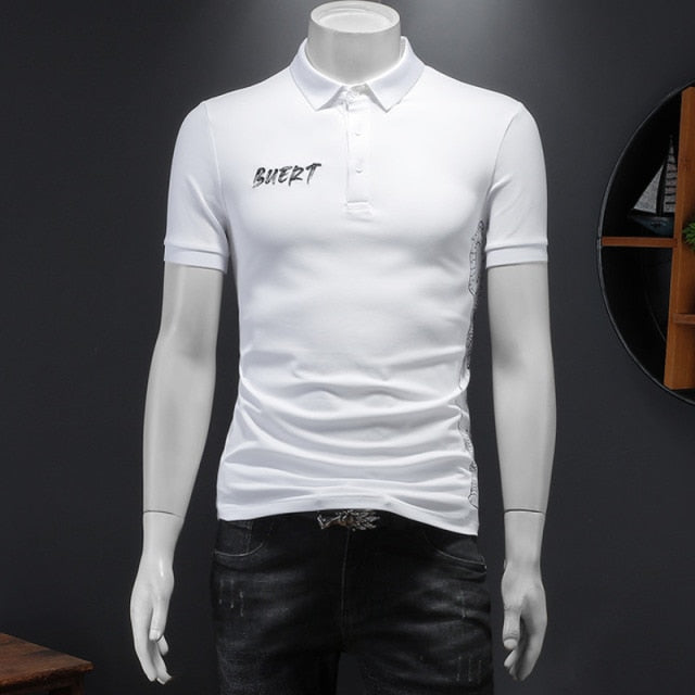 Embroidery Patchwork Viscose Polo Shirt