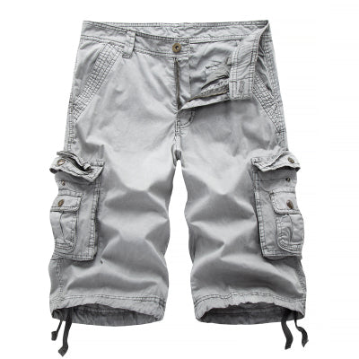 Solid Colour Army Cargo Tactical Multi Pockets Men Shorts
