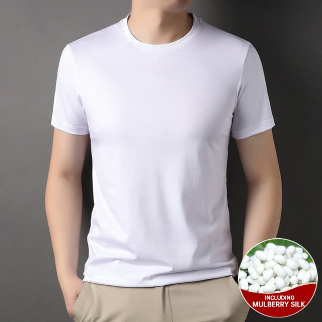 Mulberry Silk Solid O-Neck T-Shirt