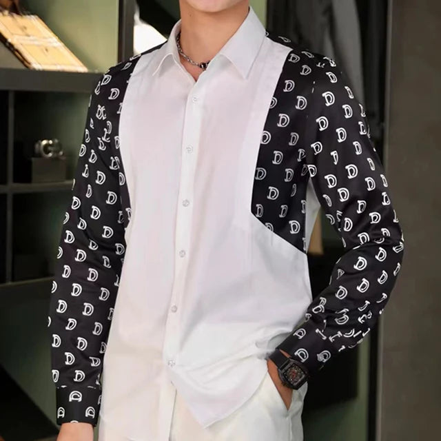 Patchwork Letter Print Shirt