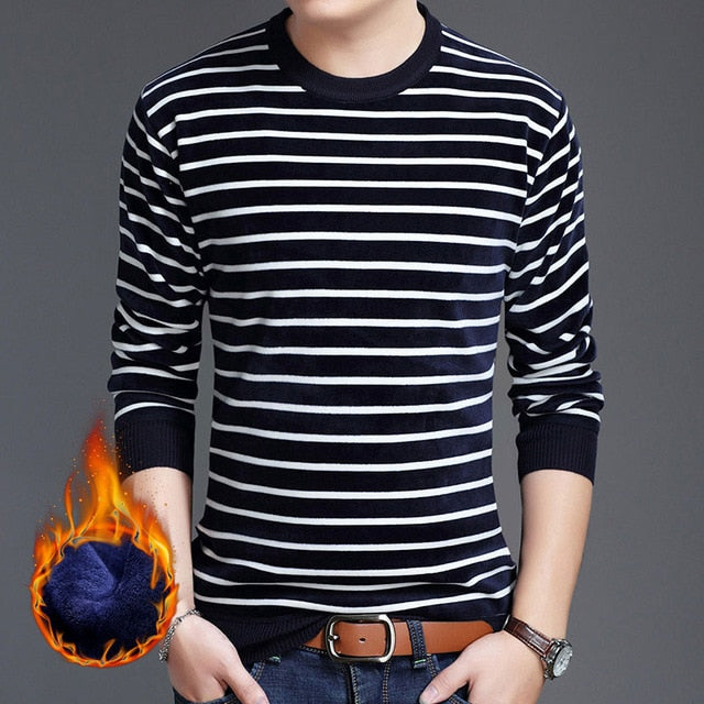 Horizontal Line Two-Tone Casual Knitted Sweater