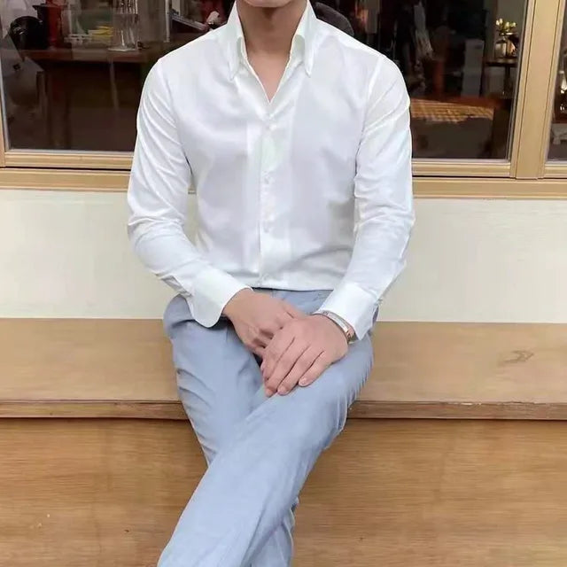 Solid Polyester Long Sleeve Shirt