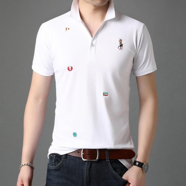 Fantasy Battle Embroidery Pattern Decorated Polo Shirt
