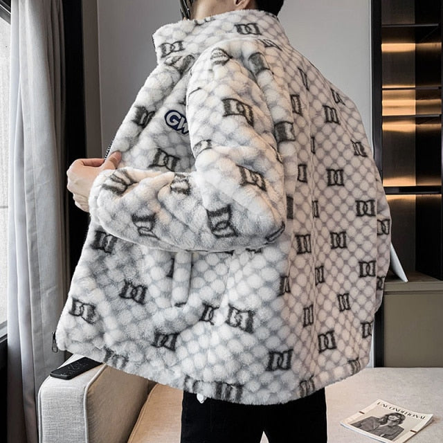 Double D Letter Faux Leather Jacket