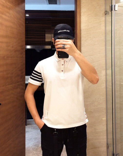 Casual Polo Shirt with Four Stripes