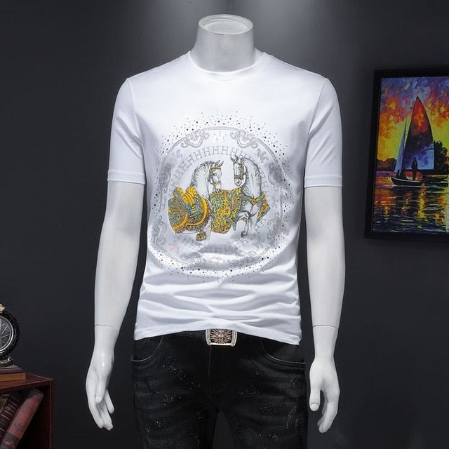 T-shirt décoré de chevaux de luxe double