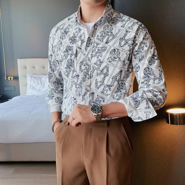 Slanted Paisley Love Letters Decorated Shirt