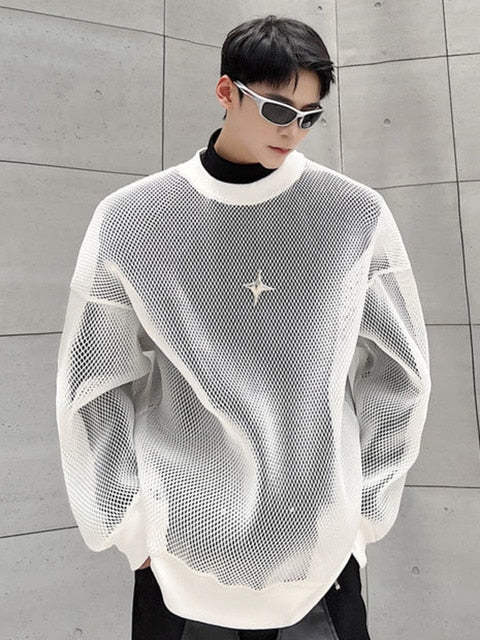 Star Darkwear Mesh Hollow Sweatshirt
