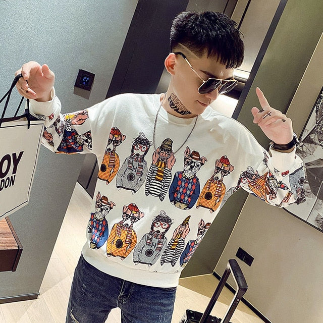 Winter Dogs in Sweater Print Design Sweatshirts